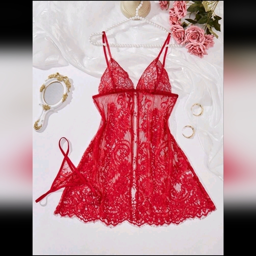 2 For $40 NEW! Elegant Red Lace Lingerie Set Size Large!